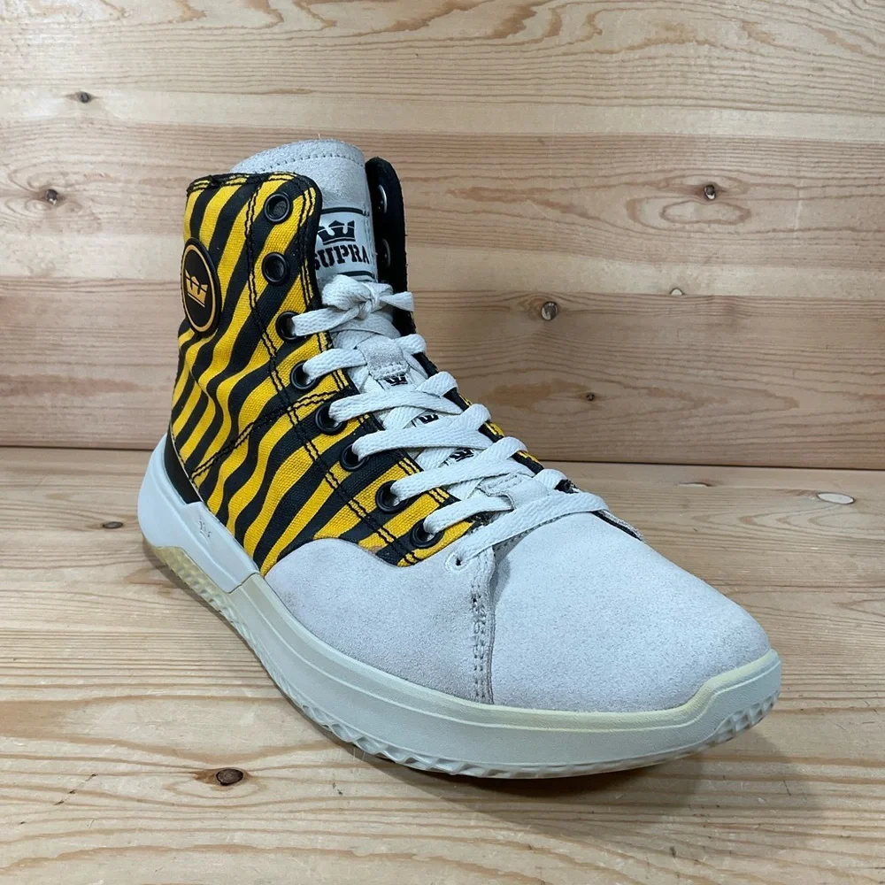 SUPRA Statik Caution Stripe/Bone Lace-Up Shoes Men’s 10.5 Yellow Black 06131-822